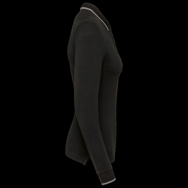 Polo maille piquée manches longues femme personnalisable – Support textile pour communication d’entreprise