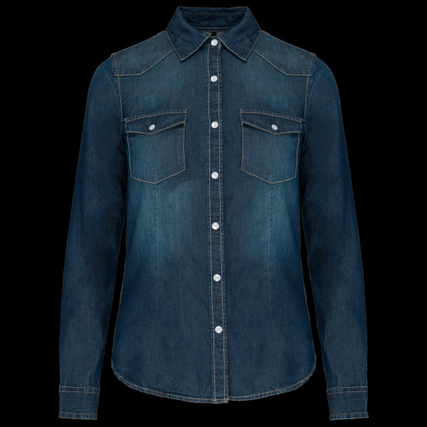 Chemise denim manches longues femme personnalisable pour entreprise – Vêtement 100% coton BCM Goodies