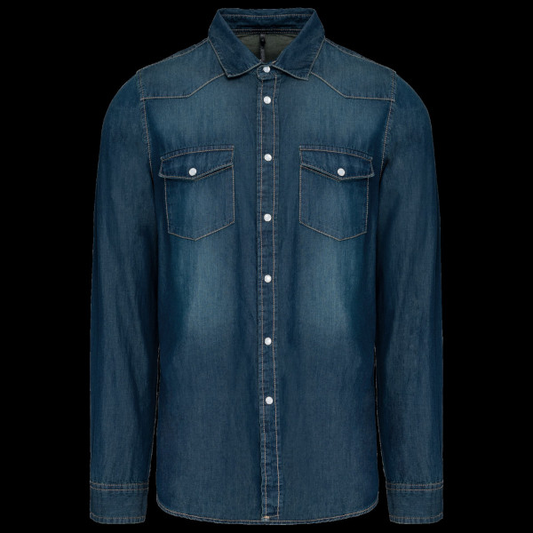 Chemise denim manches longues personnalisable – Textile d’entreprise 100% coton pour communication B2B – BCM Goodies