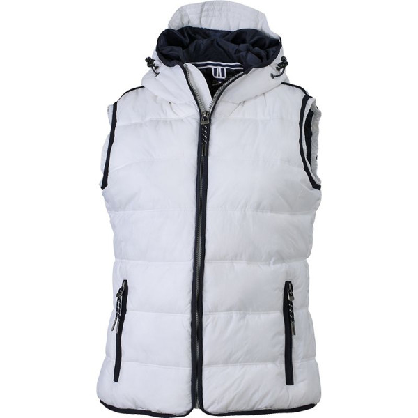 Bodywarmer matelassé pour femme avec capuche et fermeture zippée contrastée - Daiber