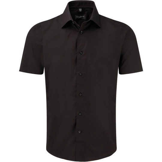Chemise fittée homme manches courtes en popeline 97% coton pour identité visuelle entreprise - BCM Goodies