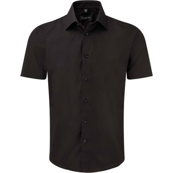 Chemise fittée homme manches courtes en popeline 97% coton pour identité visuelle entreprise - BCM Goodies