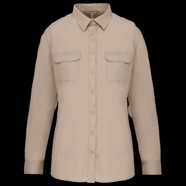 Chemise safari manches longues femme 100% coton personnalisable – Cadeau d’entreprise et communication B2B