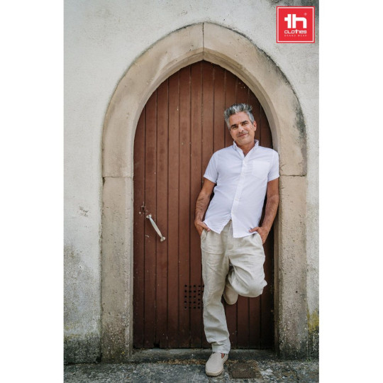 Chemise Oxford à Manches Courtes Homme THC LONDON WH - Blanche - BCM Goodies