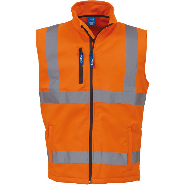 Bodywarmer softshell haute visibilité personnalisé – vêtement publicitaire conforme EN ISO20471 pour entreprises