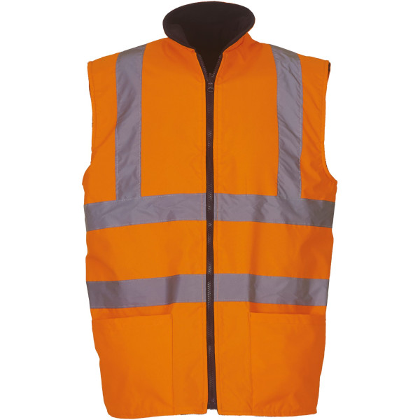 Bodywarmer réversible haute visibilité personnalisable – Vêtement professionnel conforme EN ISO20471 catégorie 2 | BCM Goodies