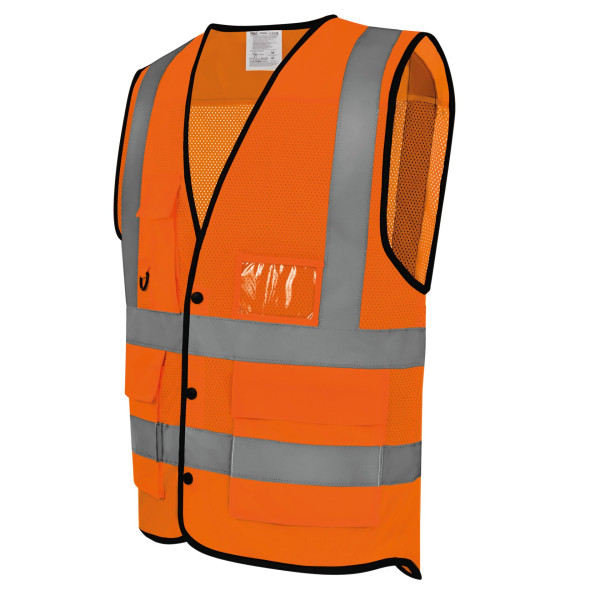 Gilet haute visibilité Eco Superior personnalisable en polyester recyclé – Conforme normes EN ISO – BCM Goodies