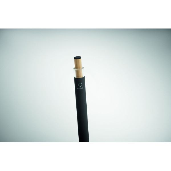 Stylo à bille en aluminium recyclé avec bouton poussoir en bambou - Goodies B2B pour événements d'entreprise