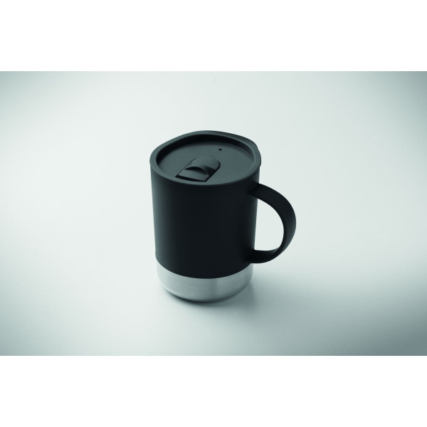 Mug en PP avec base en acier inoxydable recyclé - 300 ml - Personnalisable pour objets publicitaires B2B