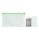 Trousse à crayons en non tissé avec 4 crayons de couleur - Objet promotionnel pour entreprise