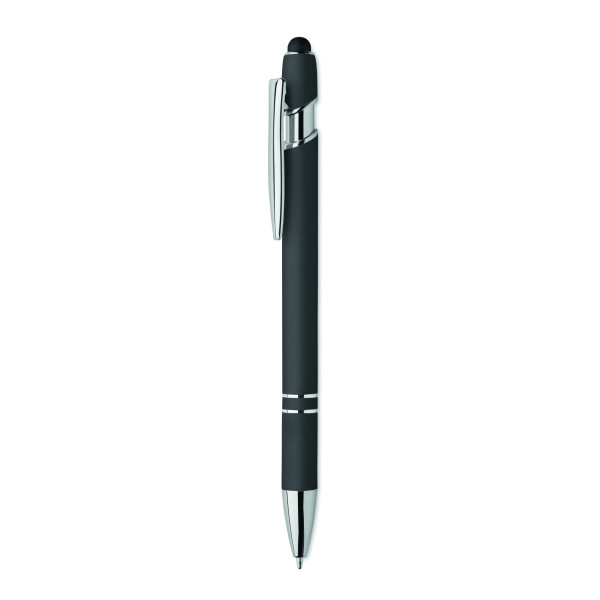 Stylo bille en aluminium recyclé avec toucher gomme et encre bleue - BCM Goodies