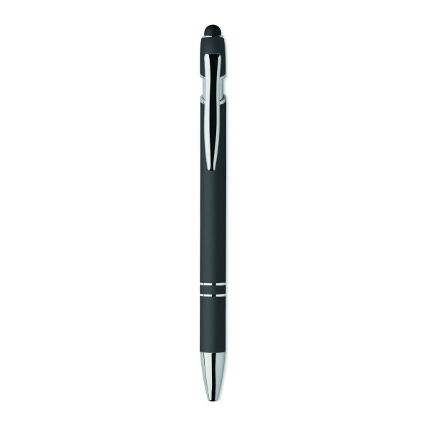 Stylo bille en aluminium recyclé avec toucher gomme et encre bleue - BCM Goodies