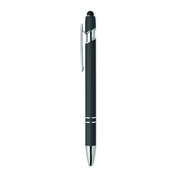 Stylo bille en aluminium recyclé avec toucher gomme et encre bleue - BCM Goodies