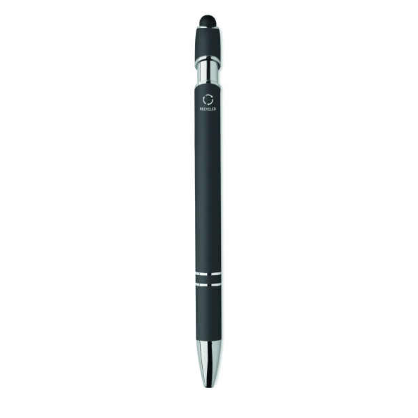 Stylo bille en aluminium recyclé avec toucher gomme et encre bleue - BCM Goodies