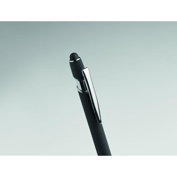 Stylo bille en aluminium recyclé avec toucher gomme et encre bleue - BCM Goodies