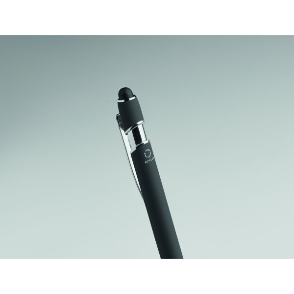 Stylo bille en aluminium recyclé avec toucher gomme et encre bleue - BCM Goodies