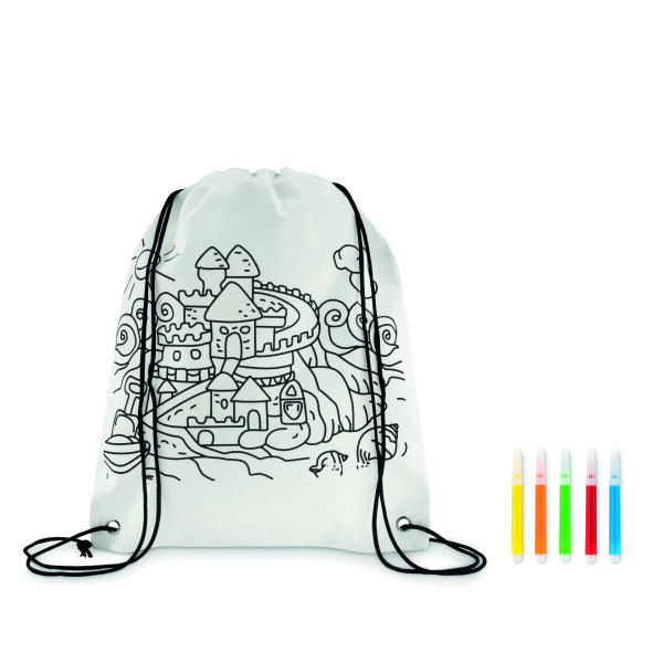 Sac à cordon non tissé CARRYDRAW avec 5 feutres de haute qualité - BCM Goodies