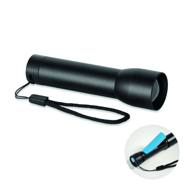 Lampe torche rechargeable en aluminium recyclé LUMEZO - Objet personnalisable pour événements et cadeaux d'entreprise