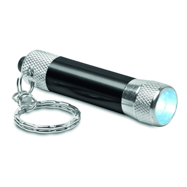 Mini lampe torche ARIZO en aluminium avec Led unique - Accessoire pratique pour activités extérieures - Porte-clés inclus - Pile