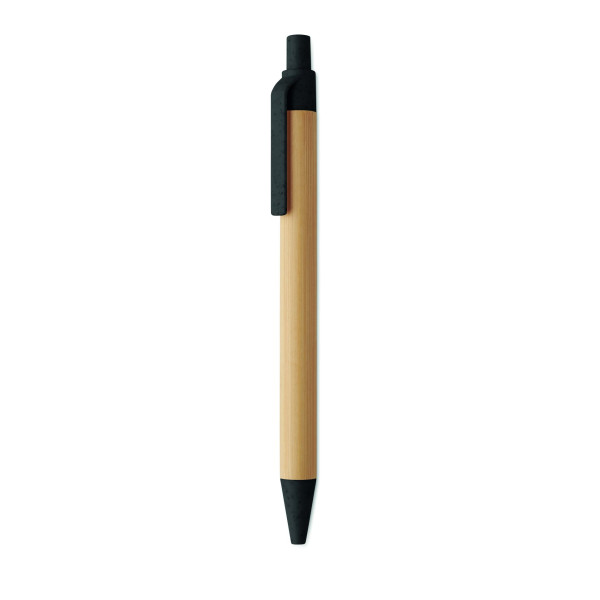Stylo à bille à bouton poussoir en bambou et plastique recyclé - BCM Goodies