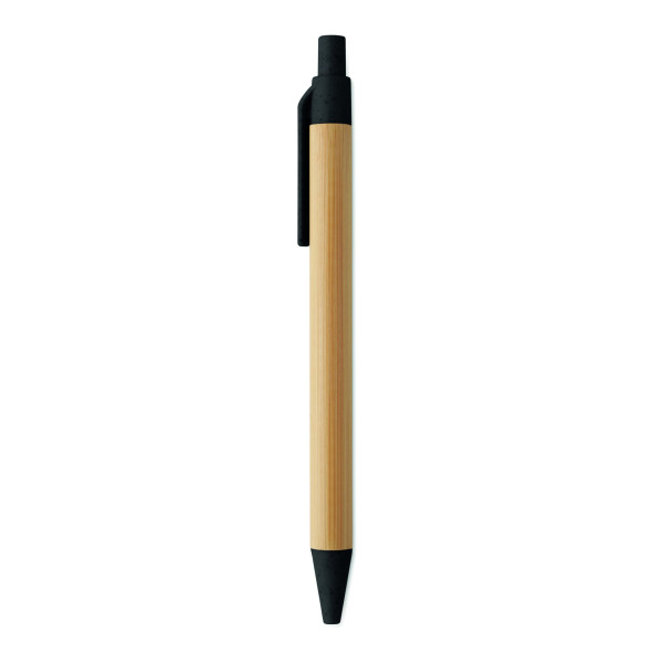 Stylo à bille à bouton poussoir en bambou et plastique recyclé - BCM Goodies