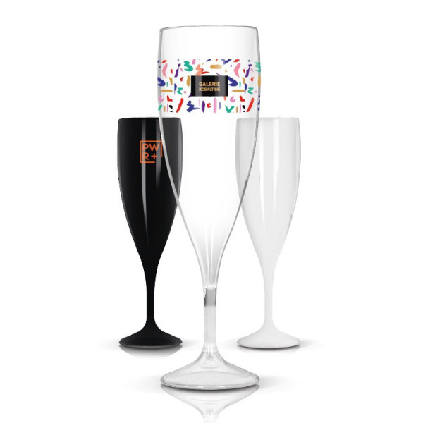FLUTE A CHAMPAGNE EN PLASTIQUE REUTILISABLE TRITAN 14 cl RAS BORD Personnalisable | BCM Goodies