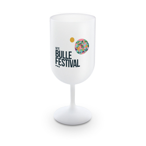 VERRE A PIED EN PLASTIQUE REUTILISABLE PP 18 cl RAS BORD Personnalisable | BCM Goodies