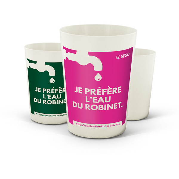 GOBELET REUTILISABLE  EN BIOCOMPOSITE 22 cl RAS BORD Personnalisable | BCM Goodies