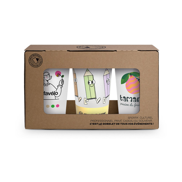 Boîte de rangement kraft pour 3 ou 6 gobelets PICUP60 personnalisés – BCM Goodies
