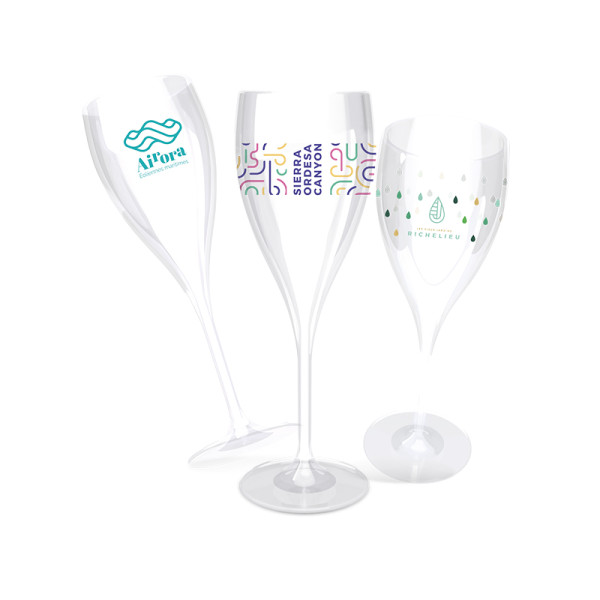 Flûte à champagne transparente 16 cl personnalisable – Made in France, réutilisable et recyclable – BCM Goodies