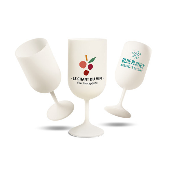 VERRE A PIED REUTILISABLE EN BIO-COMPOSITE 18 cl RAS BORD