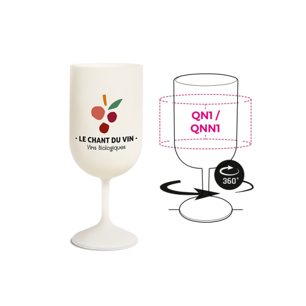 VERRE A PIED REUTILISABLE EN BIO-COMPOSITE 18 cl RAS BORD