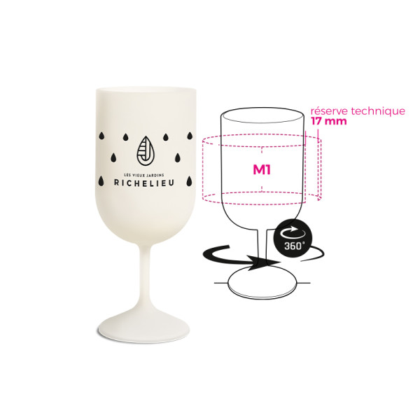 VERRE A PIED REUTILISABLE EN BIO-COMPOSITE 18 cl RAS BORD