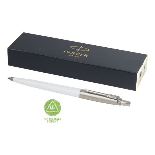 Stylo bille Parker Jotter recyclé en plastique anti-rayures et acier inoxydable - Encre bleue - Idéal pour cadeaux d'entrep