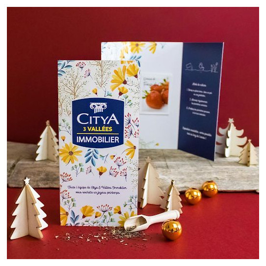 Carte 3 volets avec sachet de graines personnalisable – Idée Nature pour communication d’entreprise – BCM Goodies