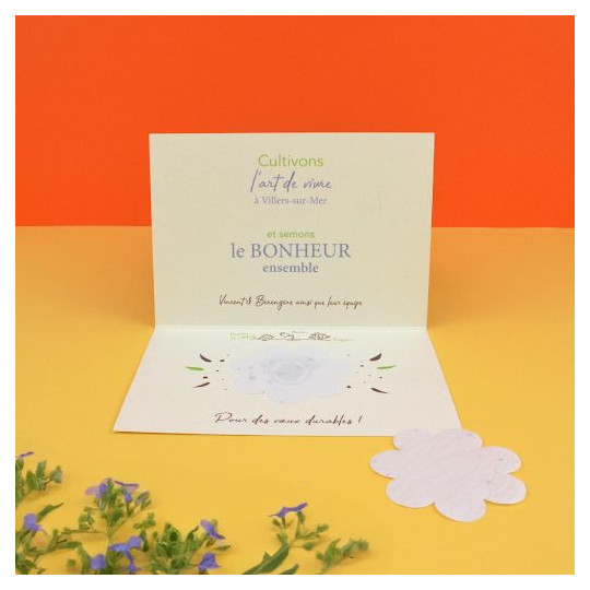 Carte papier végétal personnalisable pour communication responsable et cadeaux d’entreprise – BCM Goodies