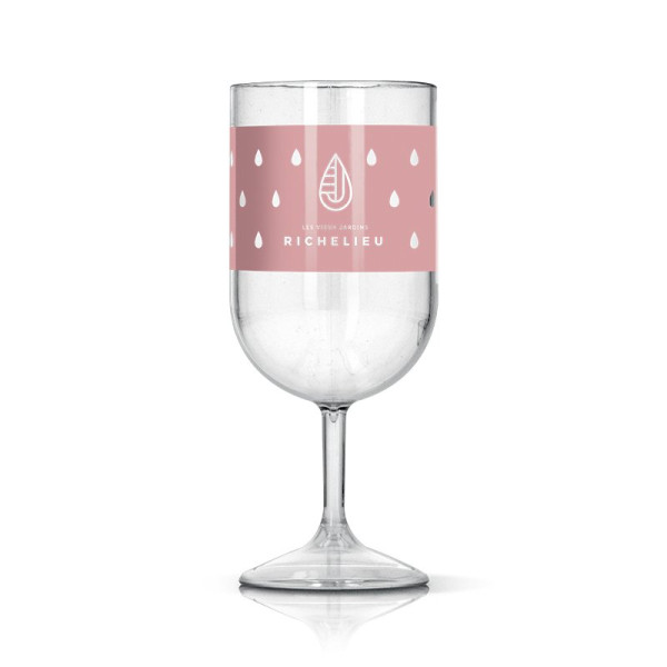 Verre à pied en plastique réutilisable Tritan 18 cl personnalisable – Objet publicitaire pour événements professionnels
