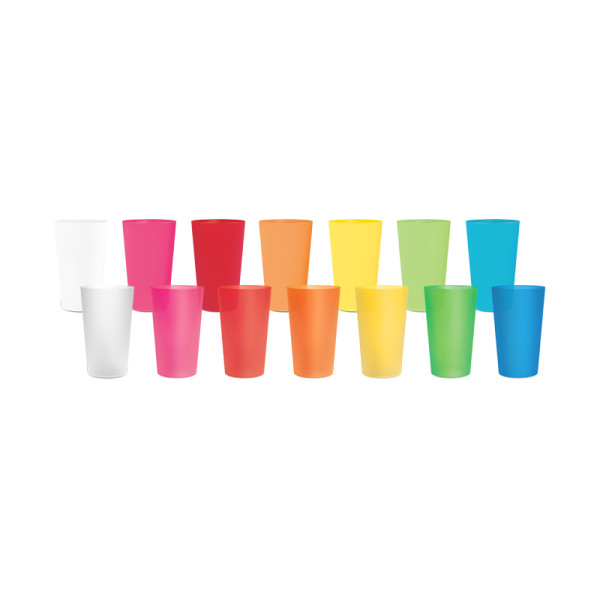 Gobelet réutilisable 30 cl personnalisable en plastique sans BPA – 7 coloris translucides et opaques