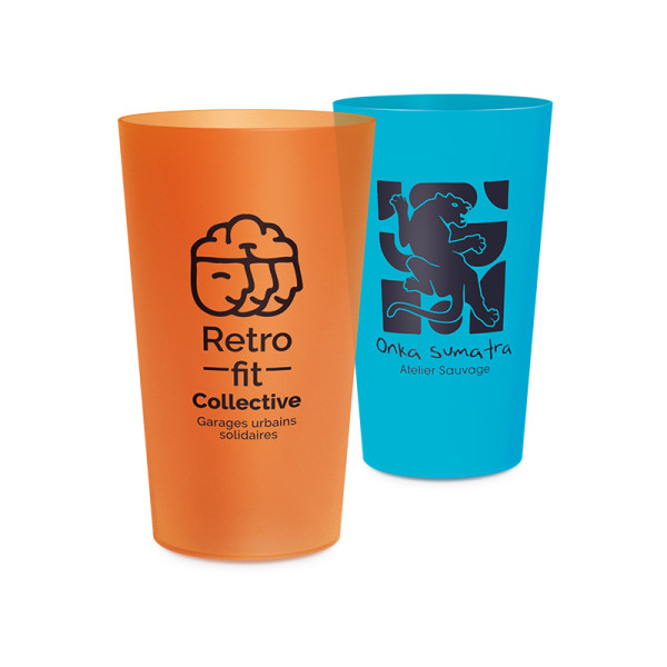 Gobelet réutilisable 30 cl personnalisable en plastique sans BPA – 7 coloris translucides et opaques