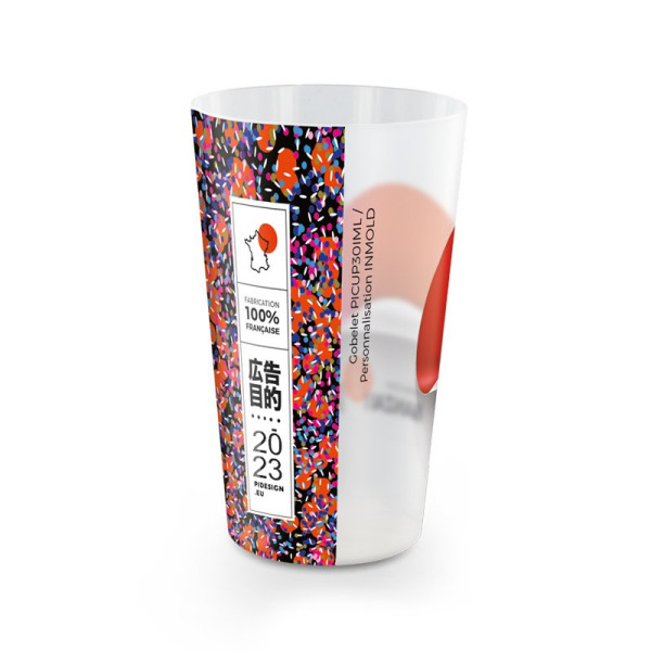 Gobelet plastique réutilisable 30cl personnalisé IML pour événements et communication d’entreprise – BCM Goodies