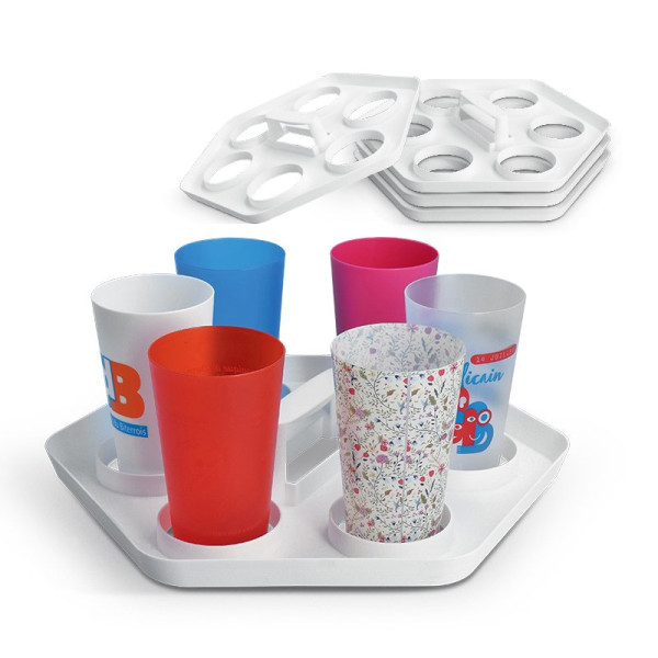 Plateau porte gobelets personnalisable pour événements professionnels – Transport et distribution de boissons – Marquage logo en
