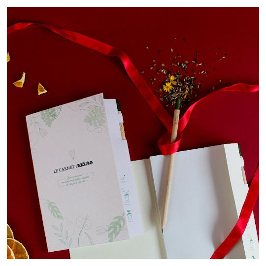 Carnet nature personnalisé avec crayon à graines – objet écologique fabriqué en France pour communication responsable