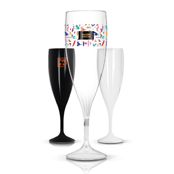 Flûte à champagne personnalisable en plastique Tritan 14 cl – Réutilisable, sans BPA, compatible lave-vaisselle – BCM Goodies
