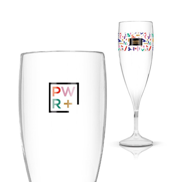 Flûte à champagne personnalisable en plastique Tritan 14 cl – Réutilisable, sans BPA, compatible lave-vaisselle – BCM Goodies