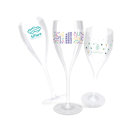 Flûte à champagne transparente 16 cl personnalisable – Made in France, réutilisable et recyclable – BCM Goodies
