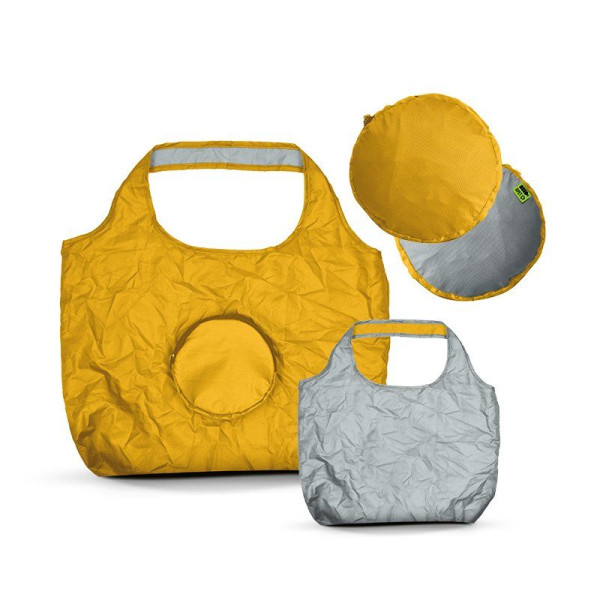 Sac shopping pliable réversible bicolore personnalisé 20L en rPET – marquage 1 couleur ou quadri pour entreprises et événements