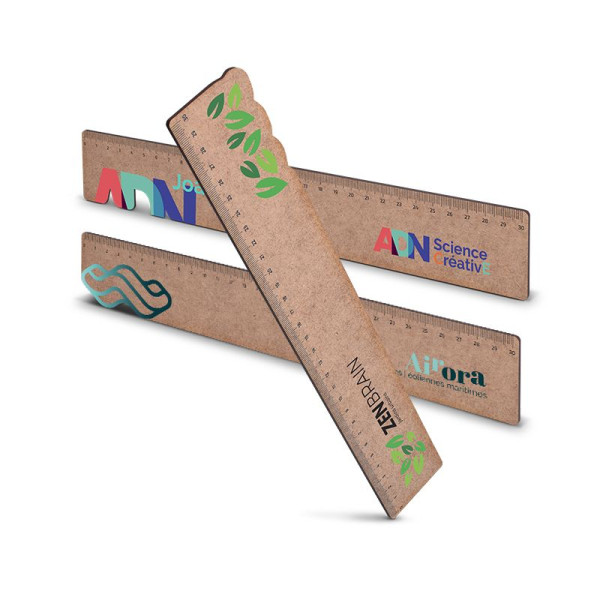 Règle sur-mesure en MDF personnalisée 30 cm – Fabrication française – Marquage quadri pour communication d’entreprise