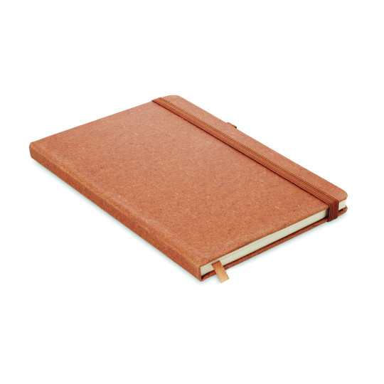 Carnet A5 en PU recyclé BAOBAB - 160 pages lignées - Couverture rigide - Bande élastique de fermeture - Porte-stylo assorti - Id