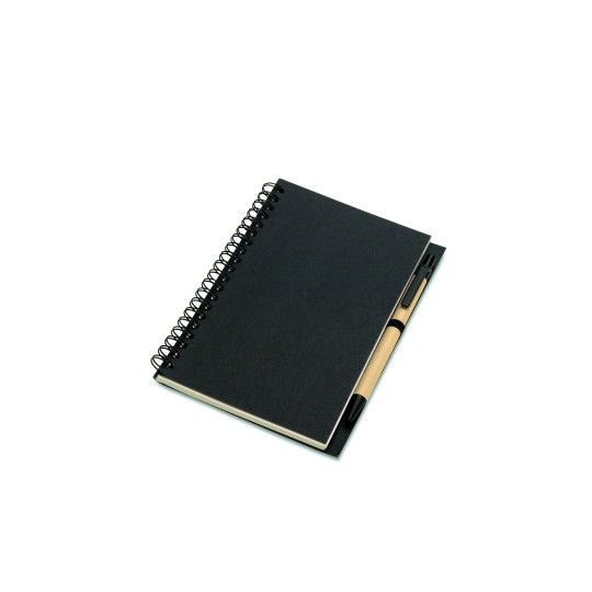 Bloc-notes écologique B6 70 pages - Carnet à spirale recyclé - Stylo à bille inclus