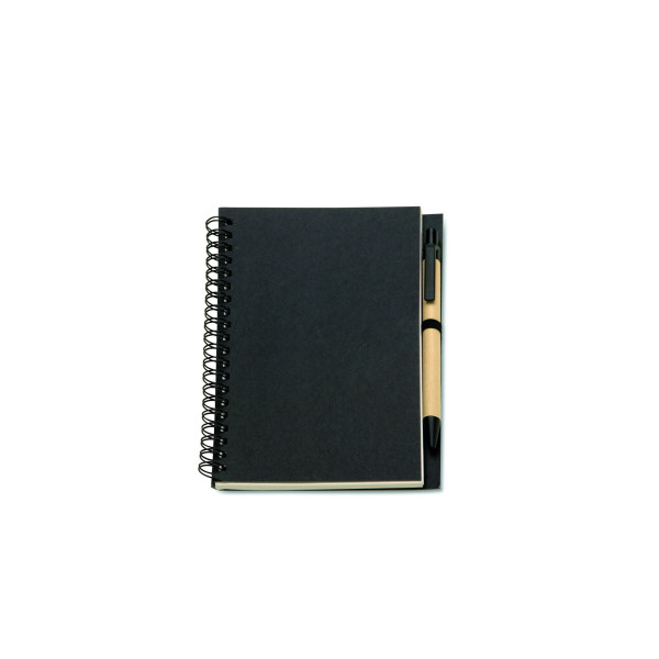 Bloc-notes écologique B6 70 pages - Carnet à spirale recyclé - Stylo à bille inclus